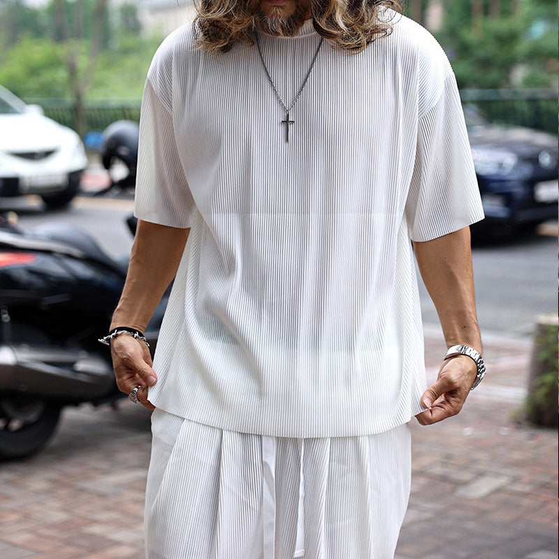 Herren lässiges gestreiftes T-Shirt mit lockerer Passform Echoarchiv
