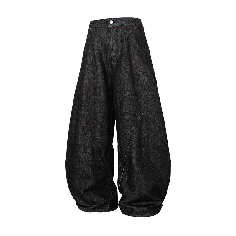 Damen Weite Harem-Denimhose mit hoher Taille und ballonförmigem Bein Echoarchiv