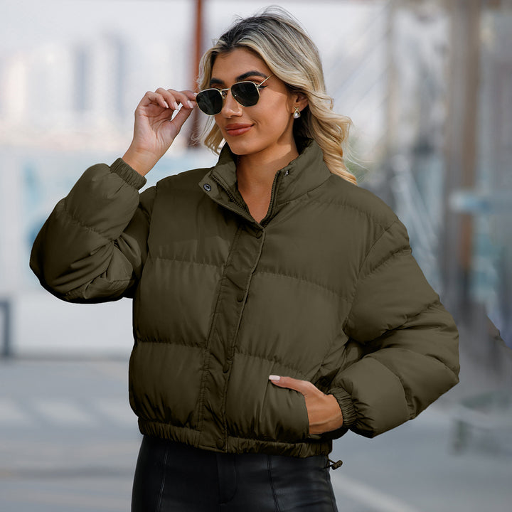 Damen nan kurze gesteppte Winterjacke mit Stehkragen und Kordelzug Echo Archiv