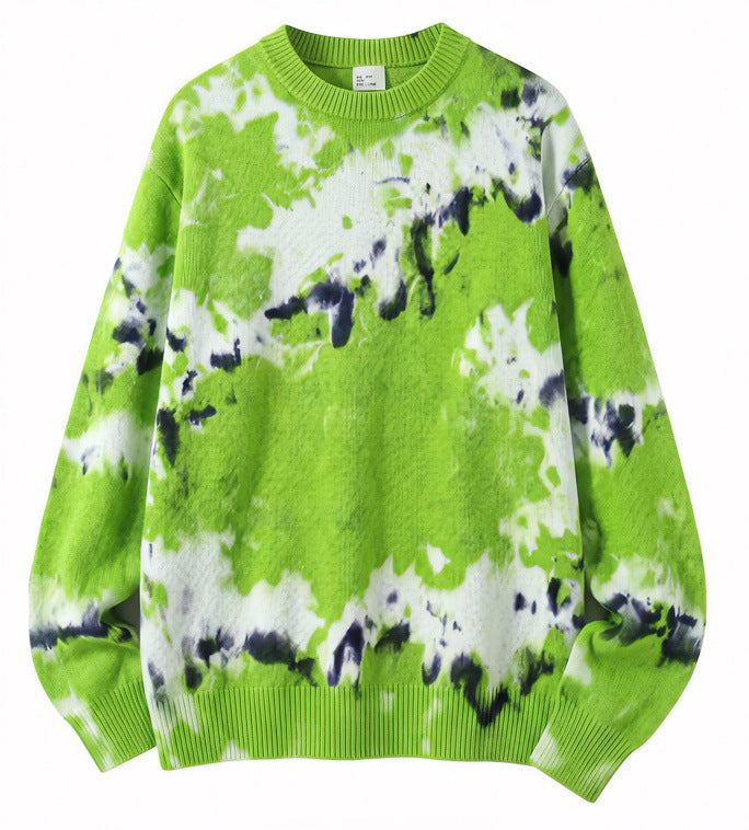 Herren Oversized Batik-Pullover mit Rundhalsausschnitt und Rippbündchen Echoarchiv