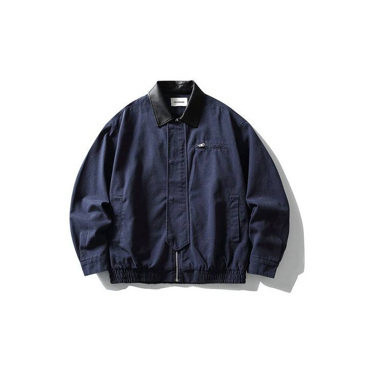 Herren Boxy-Canvas-Blouson mit kontrastierendem Kunstlederkragen und elastischem Saum Echoarchiv