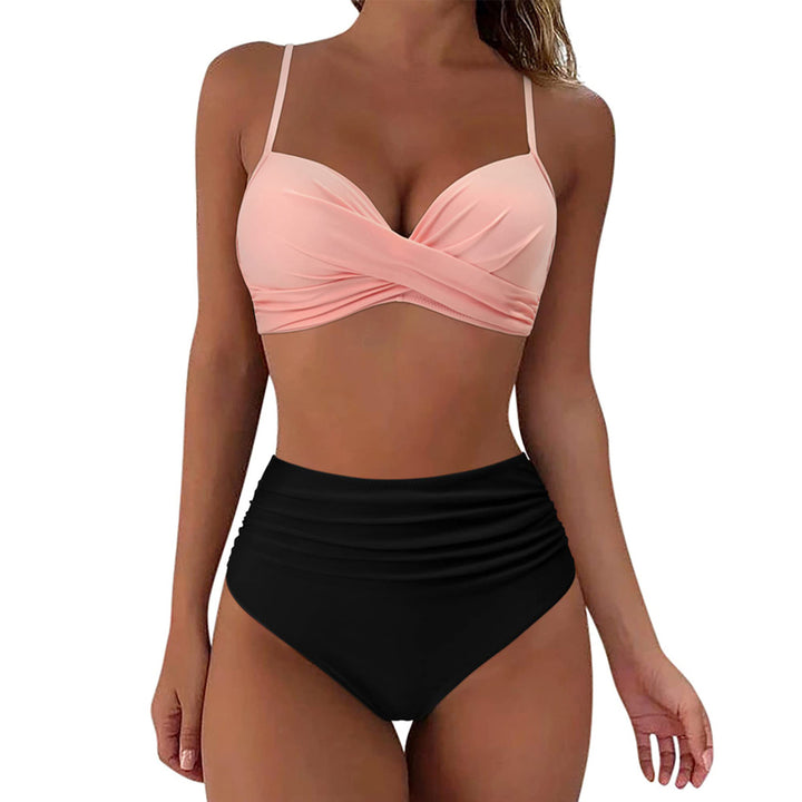 Damen Hochtailliertes Bikini-Set mit floralem Oberteil und gerafftem Höschen Echo Archiv