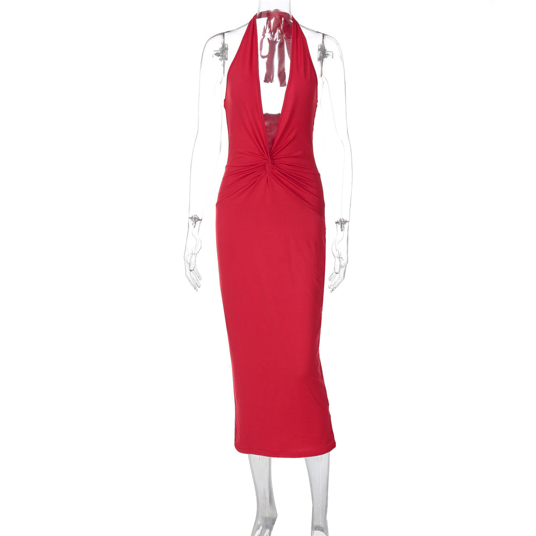 Damen figurbetontes Maxikleid mit tiefem Dekolleté und Rückenschnürung Echo Archiv