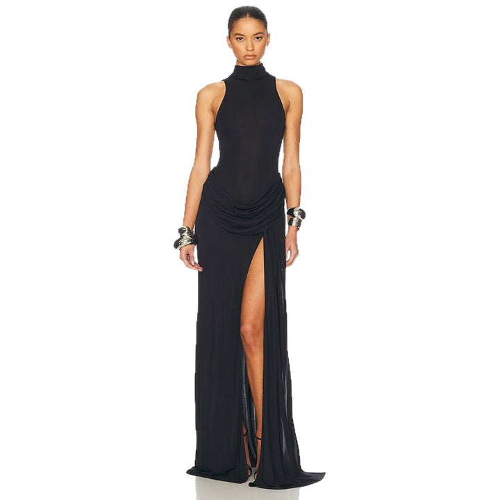 Damen Elegantes Maxi-Kleid mit hohem Schlitz und drapierten Details Echo Archiv