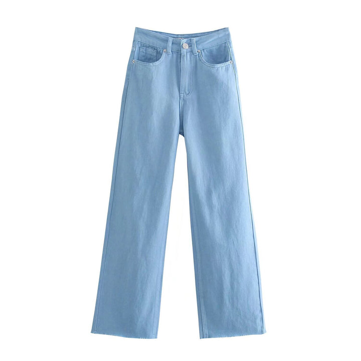 Damen Hochtaillierte weit geschnittene Jeans mit weitem Bein, hoher Taille und rohem Saum Echo Archiv