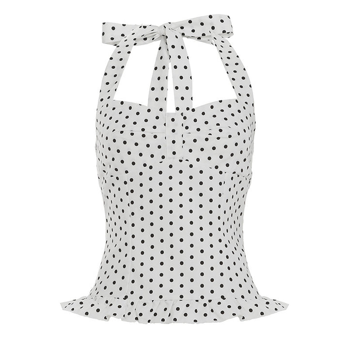 Damen Verspieltes Polka-Dots Oberteil mit schickem Rüschenabschluss Echo Archiv