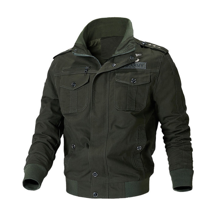 Herren Urbaner Canvas‑Pilotjacke im Military‑Look mit Brusttaschen, Epauletten und Rippbündchen Echoarchiv