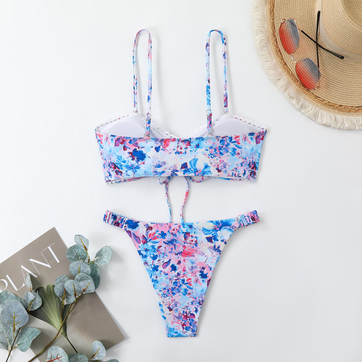 Damen-Bikini-Set mit Raffung und romantischem Blumendesign Echo Archiv