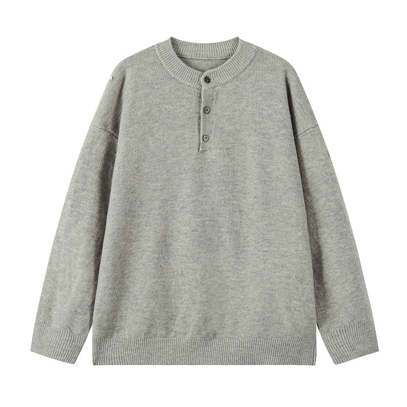 Herren Oversize-Strickpullover mit Henley-Kragen und Halbknopfleiste Echo Archiv
