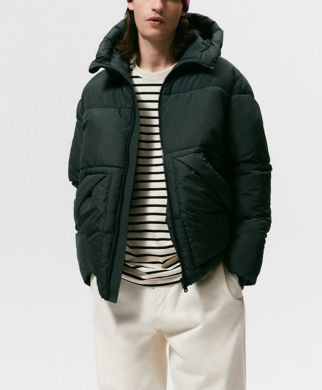 Herren gesteppte Winterjacke mit Kapuze und großzügigen Taschen – Marzano