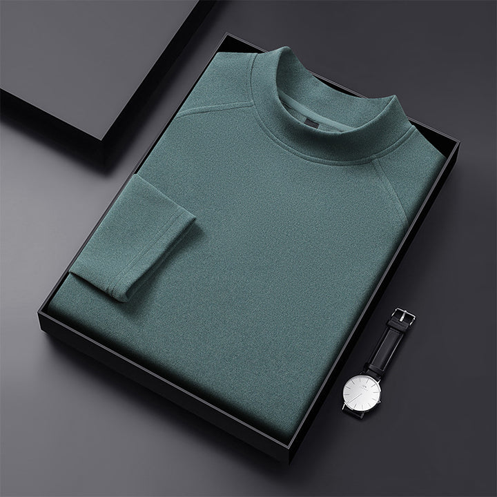 Herren Premium-Mockneck-Pullover aus feinem Woll-Mix mit Raglanärmeln Echo Archiv