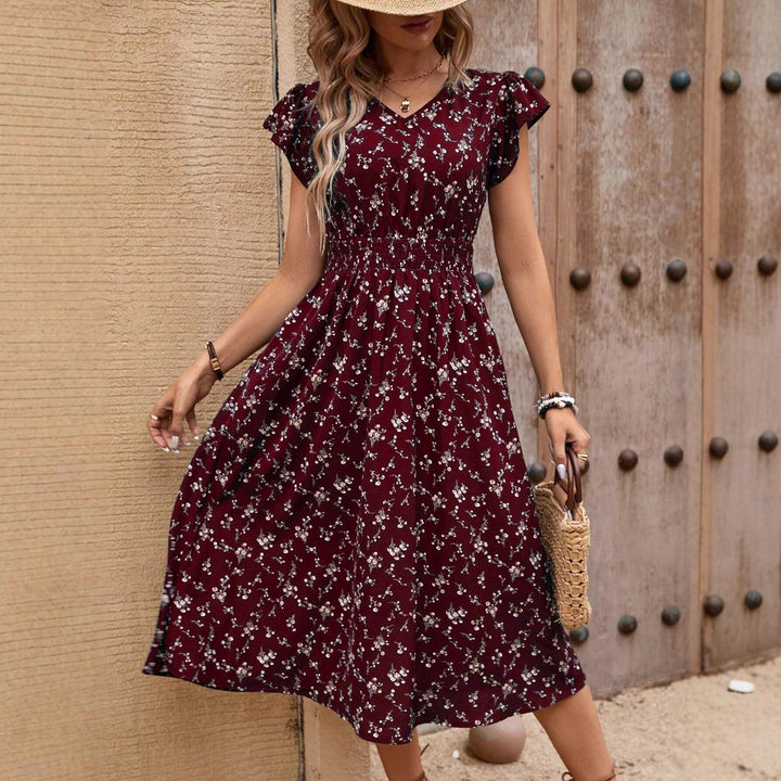 Damen Midikleid mit floralem Muster und Raffungen Echo Archiv