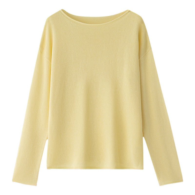 Damen Lockeres Boatneck-Feinstrickshirt mit überschnittenen Schultern & kaschierendem Fall Echo Archiv