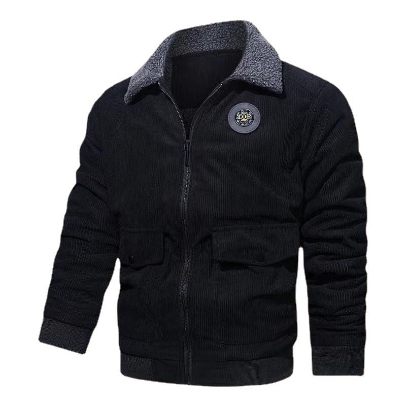 Herren Cord-Blouson mit Teddyfutter, Pattentaschen und Stehkragen Echoarchiv