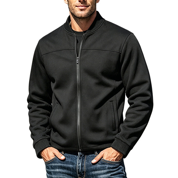 Herren Veloursleder-Optik Bomberjacke mit Reißverschluss und Rippbündchen Echoarchiv