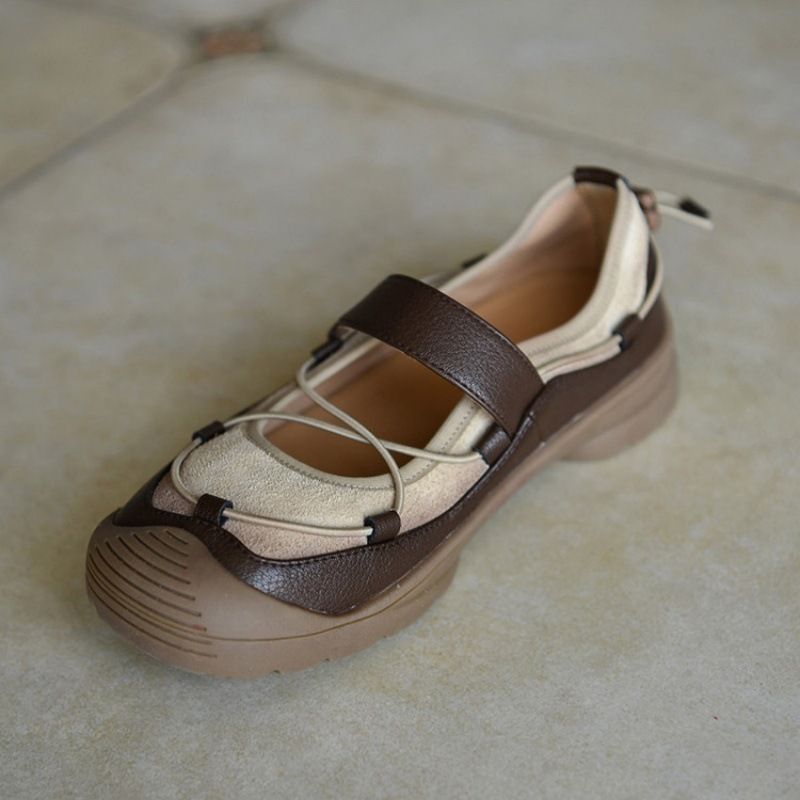 Damen Bequeme Mary-Jane-Sneaker mit Klettverschluss, elastischer Schnürung und profilierter Gummisohle Echo Archiv