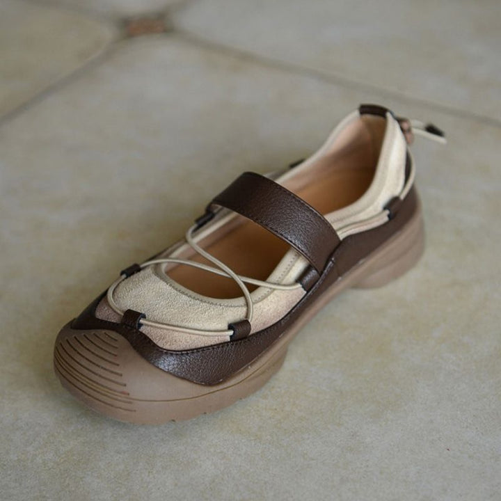 Damen Bequeme Mary-Jane-Sneaker mit Klettverschluss, elastischer Schnürung und profilierter Gummisohle Echo Archiv