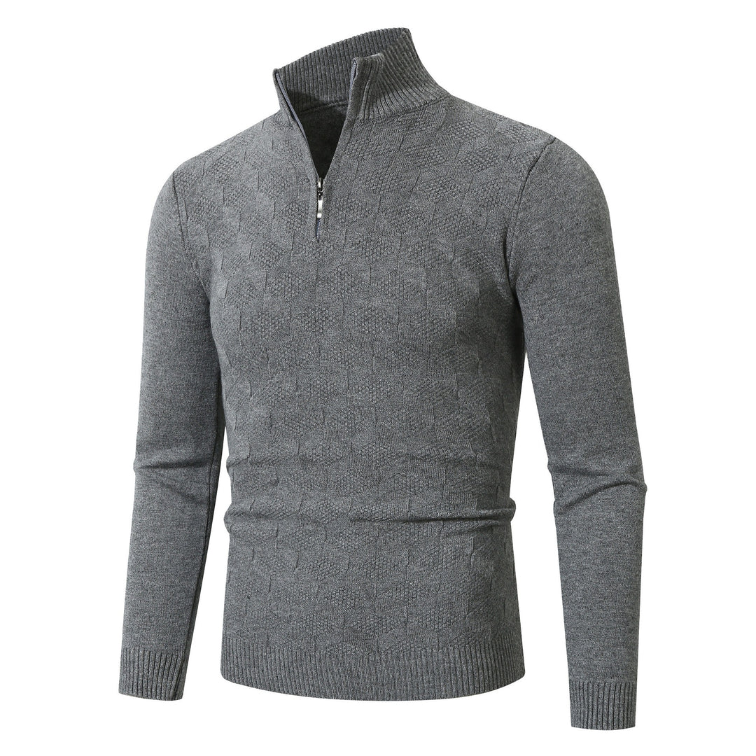 Herren modischer Strickpullover mit halbem Reißverschluss und strukturiertem Design Echoarchiv