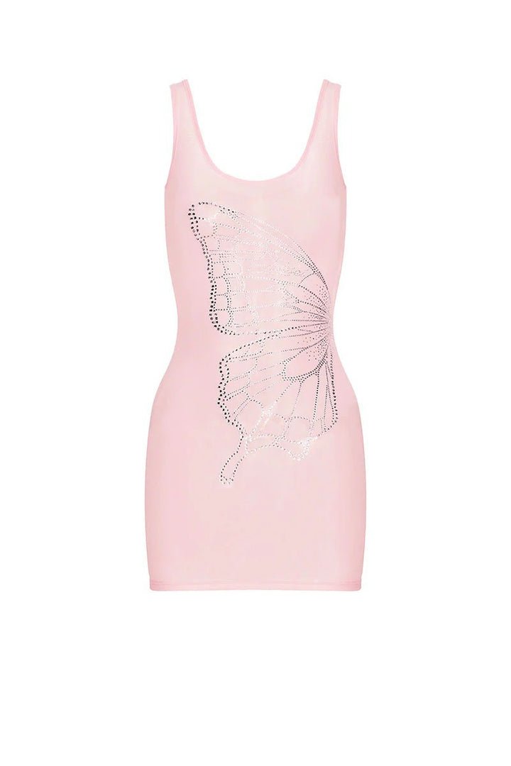 Damen Figurformendes Minikleid mit Schmetterlingsmotiv und Glitzersteinen Echo Archiv