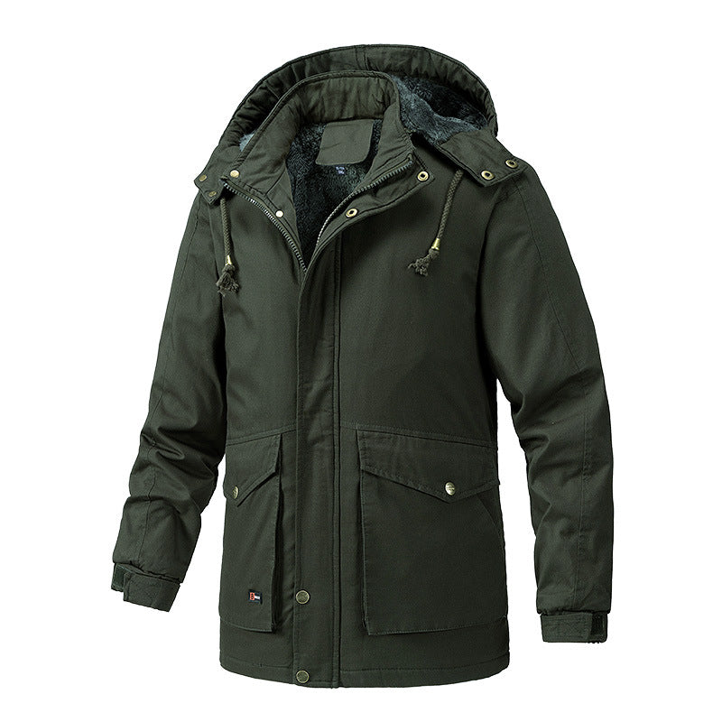 Herren Canvas-Parka mit Sherpa-Innenseite, verlängerter Schnitt und Utility-Ärmeltasche Echoarchiv