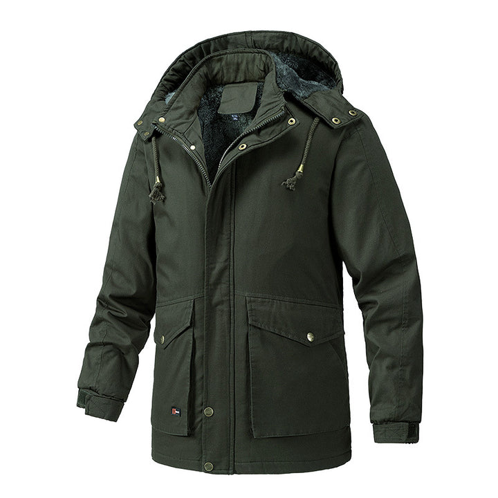 Herren Canvas-Parka mit Sherpa-Innenseite, verlängerter Schnitt und Utility-Ärmeltasche Echoarchiv