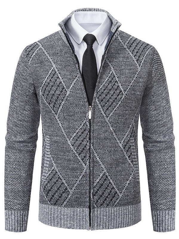 Herren Strickjacke mit modernem Zopfdesign und praktischem Reißverschluss Echoarchiv