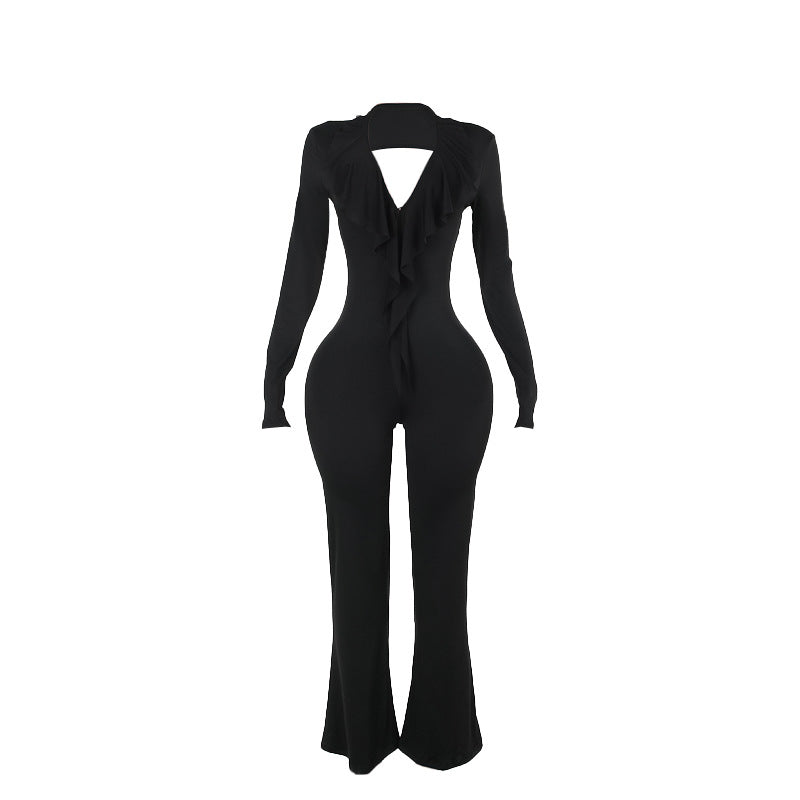 Damen trendiger Jumpsuit mit offenem Rücken und leichtem Stoff Echo Archiv