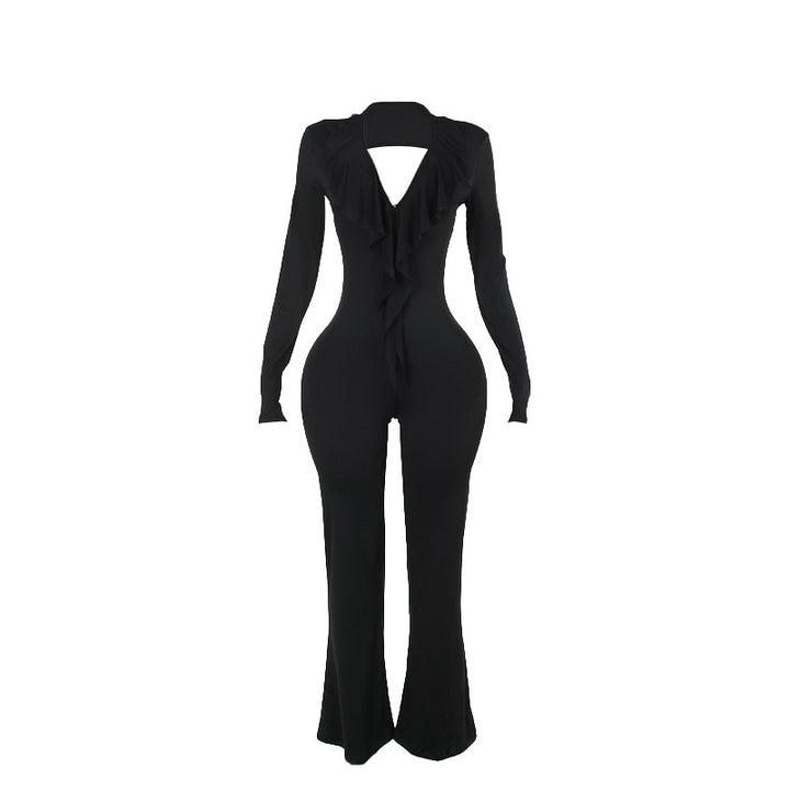 Damen trendiger Jumpsuit mit offenem Rücken und leichtem Stoff Echo Archiv