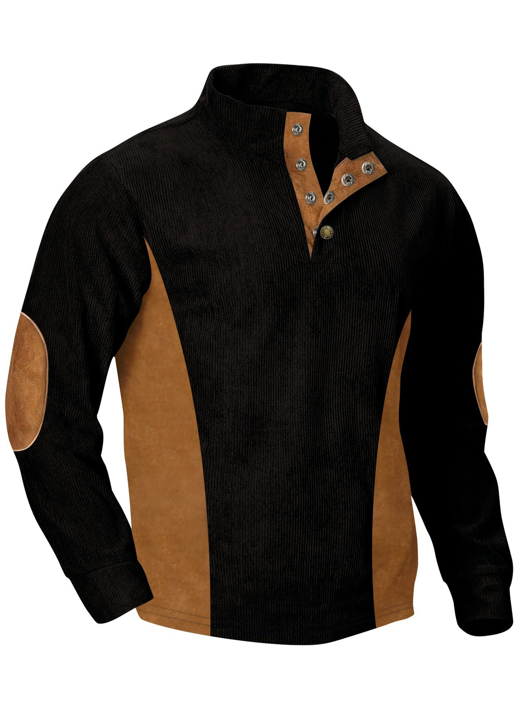Herren lässiger Pullover mit modernem Stehkragen und praktischen Druckknöpfen Echoarchiv