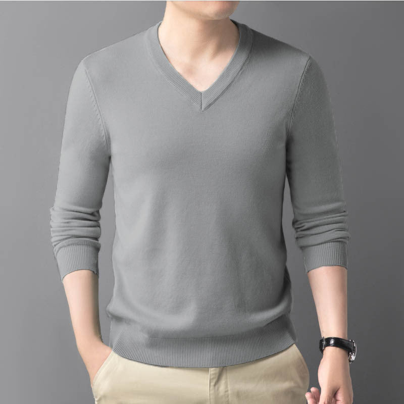 Herren Feiner V‑Ausschnitt Feinstrickpullover in schlanker Passform Echoarchiv