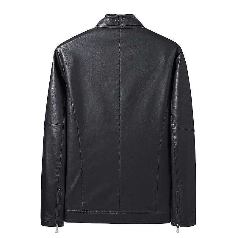 Herren Slim-Fit Lederoptik-Blouson mit Stehkragen, verdecktem Reißverschluss und Seitentaschen Echo Archiv