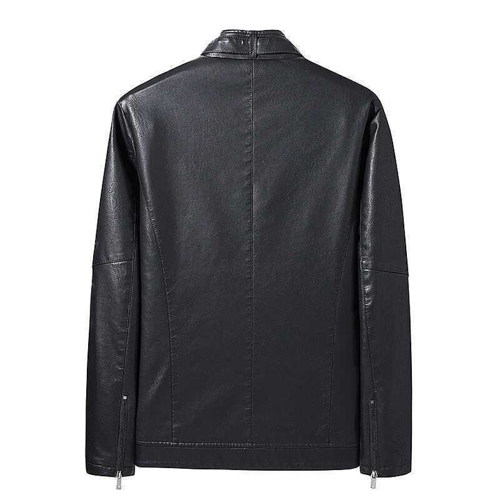 Herren Slim-Fit Lederoptik-Blouson mit Stehkragen, verdecktem Reißverschluss und Seitentaschen Echo Archiv
