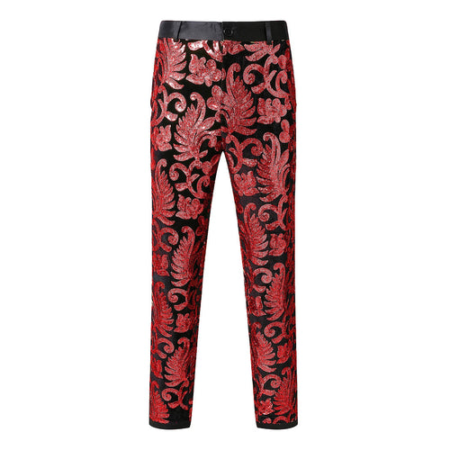 Herren elegante Pailletten-Anzughose mit floralen Mustern Echoarchiv