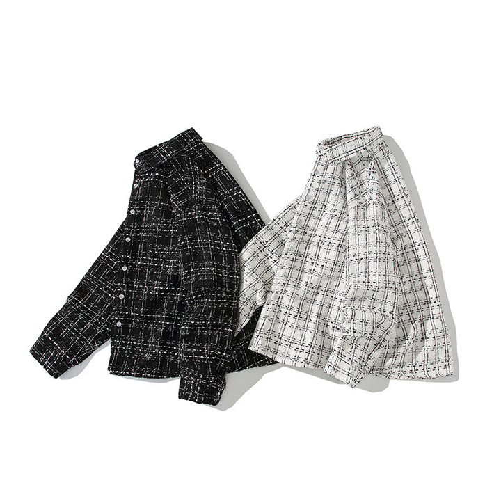 Herren Strukturierte Bouclé-Hemdjacke mit Karo-Jacquard und legerer Passform Echo Archiv