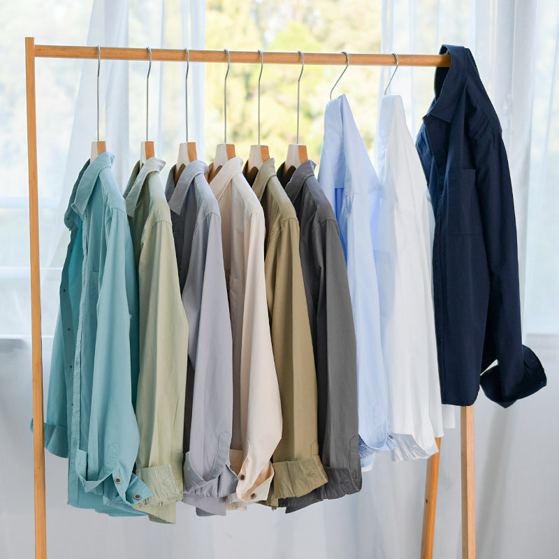 Herren Leichtes Baumwoll-Layering-Overshirt mit Kentkragen, Holzknöpfen und aufgesetzter Brusttasche Echoarchiv