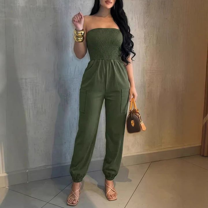 Damen Bequemes Jumpsuit mit schulterfreiem Design und praktischen Taschen Echo Archiv