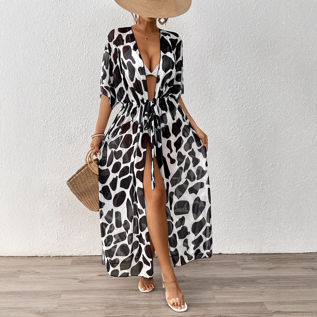 Damen modischer Strandkaftan mit seitlichem Kordelzug Echo Archiv