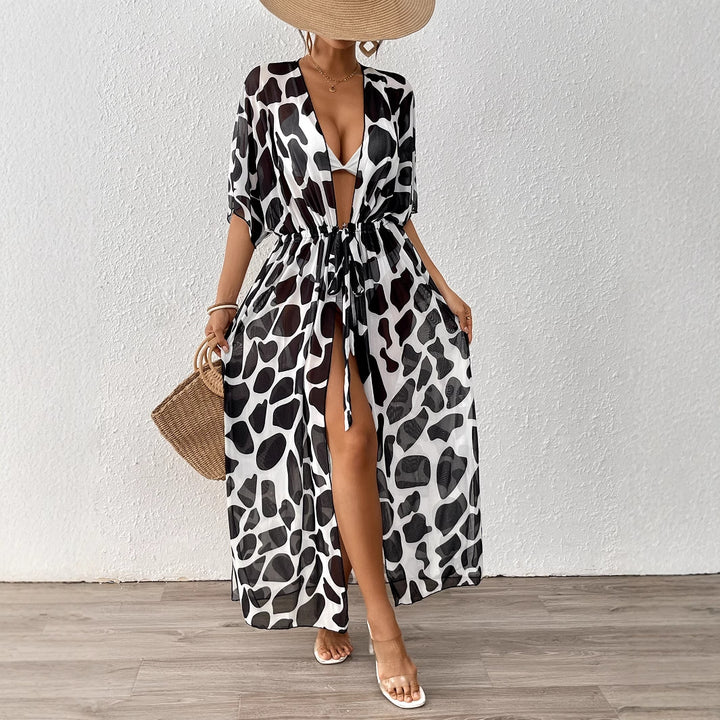 Damen modischer Strandkaftan mit seitlichem Kordelzug Echo Archiv