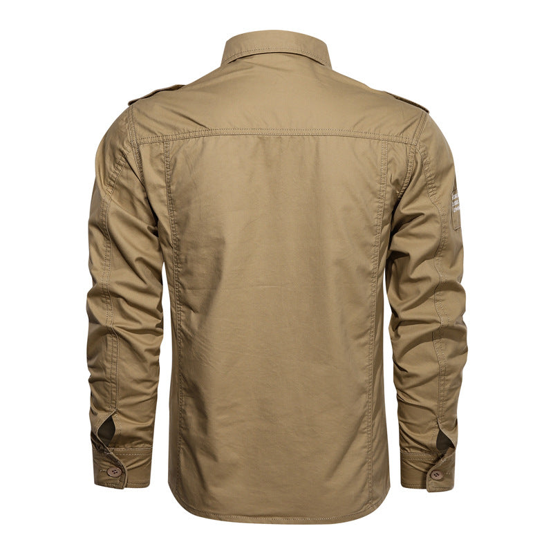 Herren nan robustes Baumwoll-Twill Fieldhemd mit aufgesetzten Klappbrusttaschen Schulterklappen und figurbetonter Passform Echo Archiv