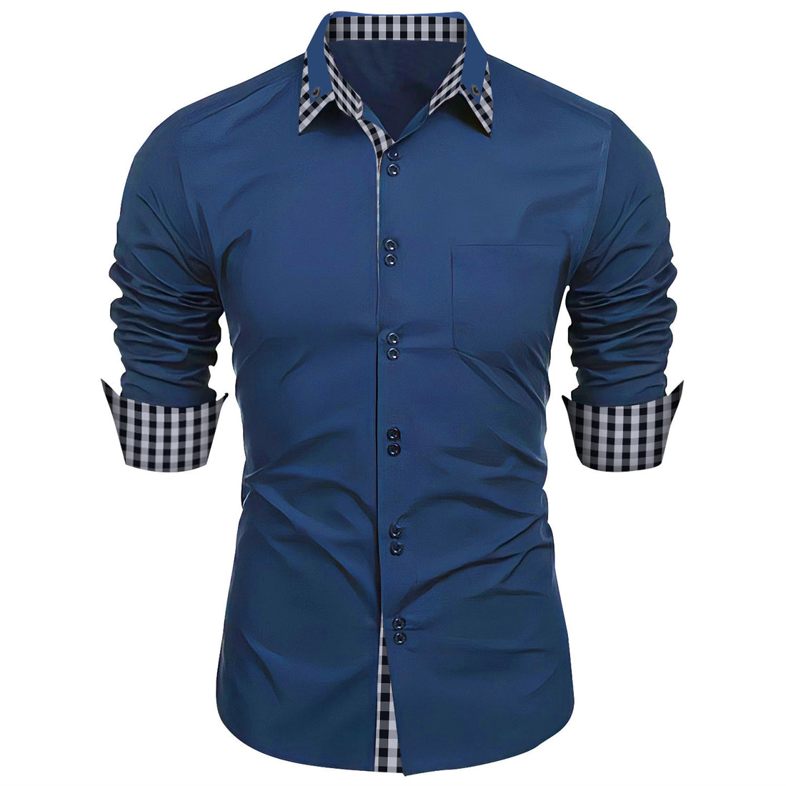 Herren Langarmhemd mit elegantem Karo-Kragen – Arvello