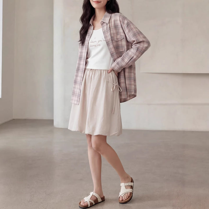 Damen Karierte Bluse mit Langärmeliger Jacke Echo Archiv