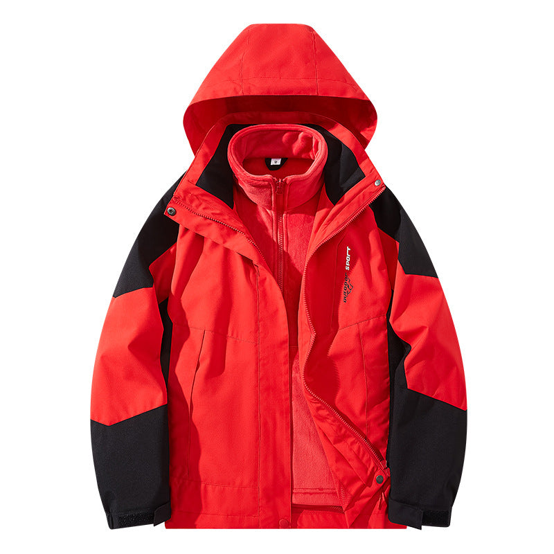 Herren Wasserabweisende zweilagige Trekkingjacke mit abnehmbarer Fleece-Innenjacke und Kapuze Echo Archiv