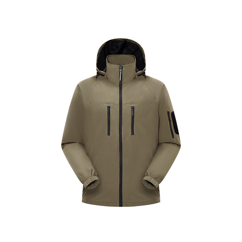 Herren Multifunktions-Shelljacke mit hoher Stehkragen-Kapuze, vertikalen Brusttaschen und Armtasche Echo Archiv