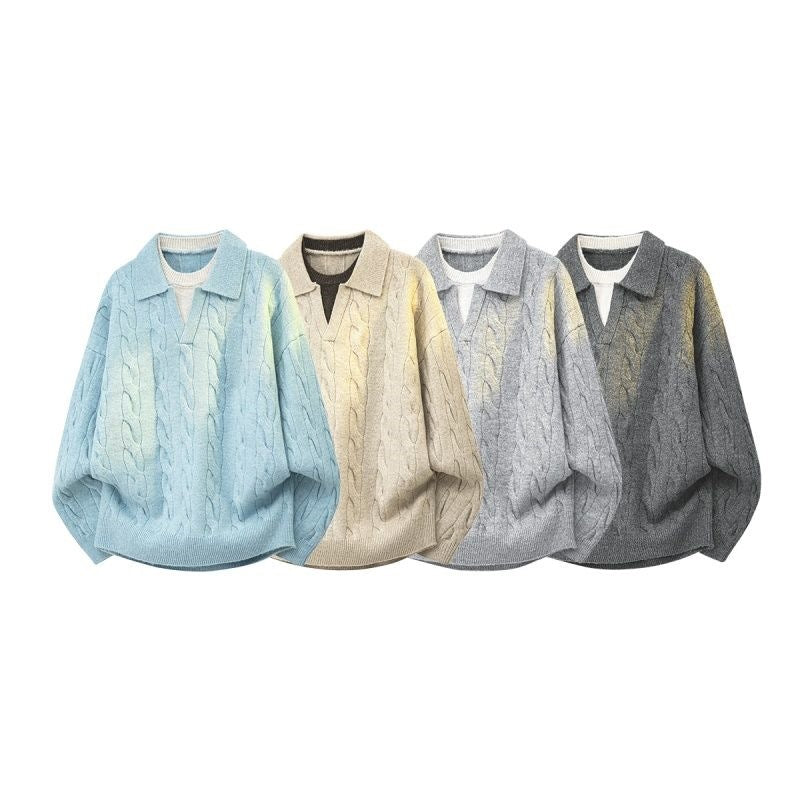Damen Oversize Zopfstrickpullover mit hohem Rollkragen und Knopfleiste Echoarchiv