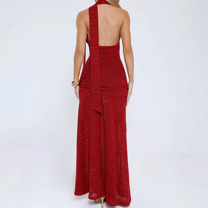 Damen Elegantes Maxikleid mit verführerischem Schlitz und schimmernden Akzenten Echo Archiv