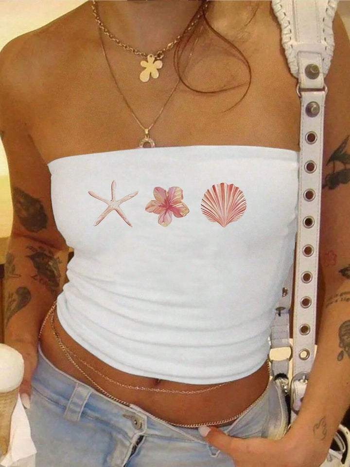 Damen Bandeau-Top mit maritimen Motiv und elastischem Material Echo Archiv