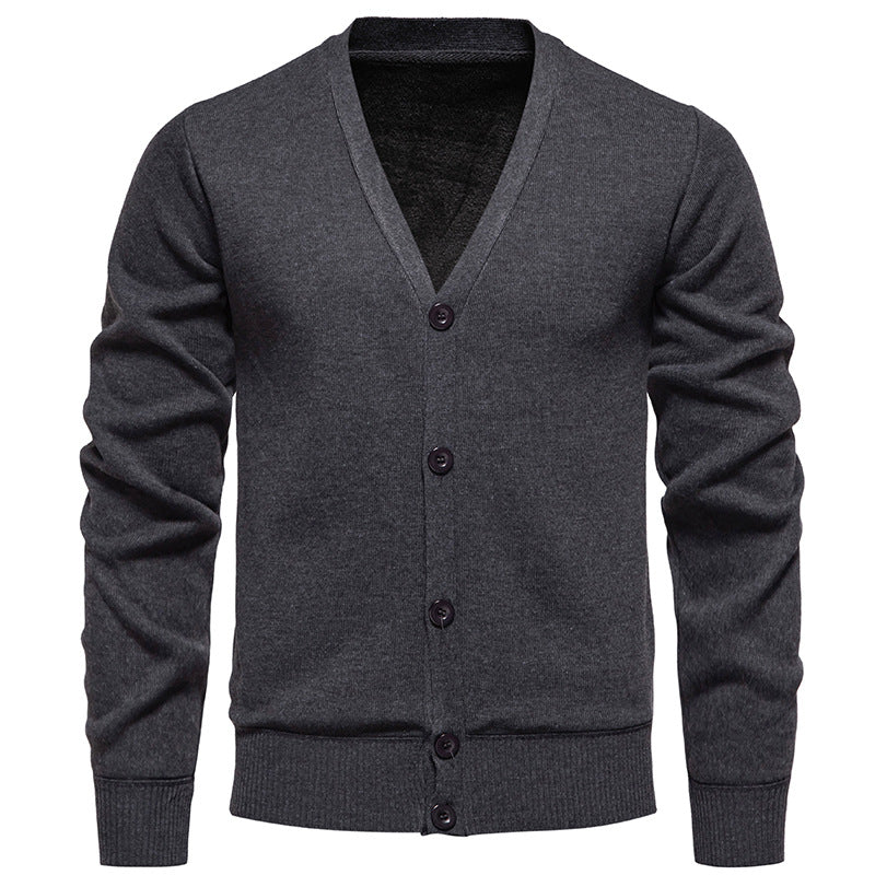 Herren nan leichte Feinstrick-Strickjacke mit V-Ausschnitt, verdeckter Knopfleiste und elastischem Rippbündchen Echo Archiv