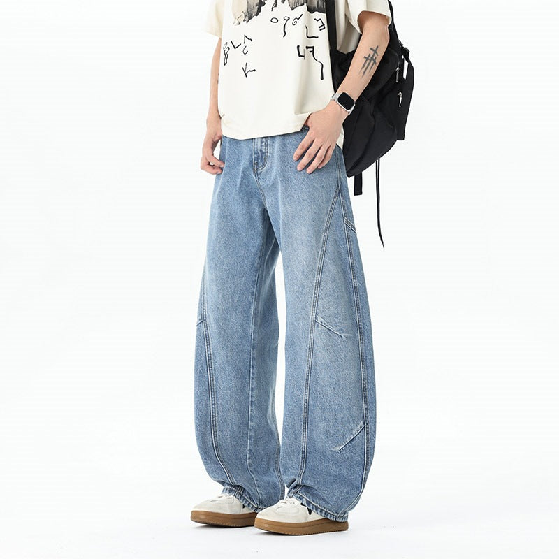 Herren Extraweite Baggy-Jeans mit tiefem Schritt und markanten Kontrastnähten Echo Archiv