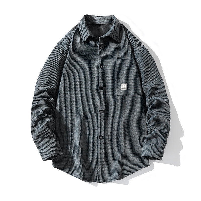 Herren gemütliche Hemdjacke aus strukturiertem Material Echoarchiv