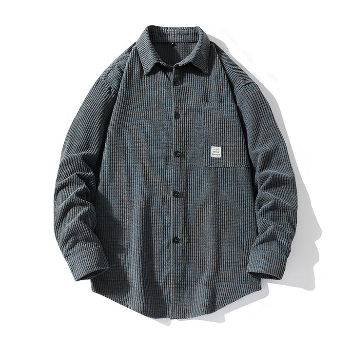 Herren gemütliche Hemdjacke aus strukturiertem Material Echoarchiv